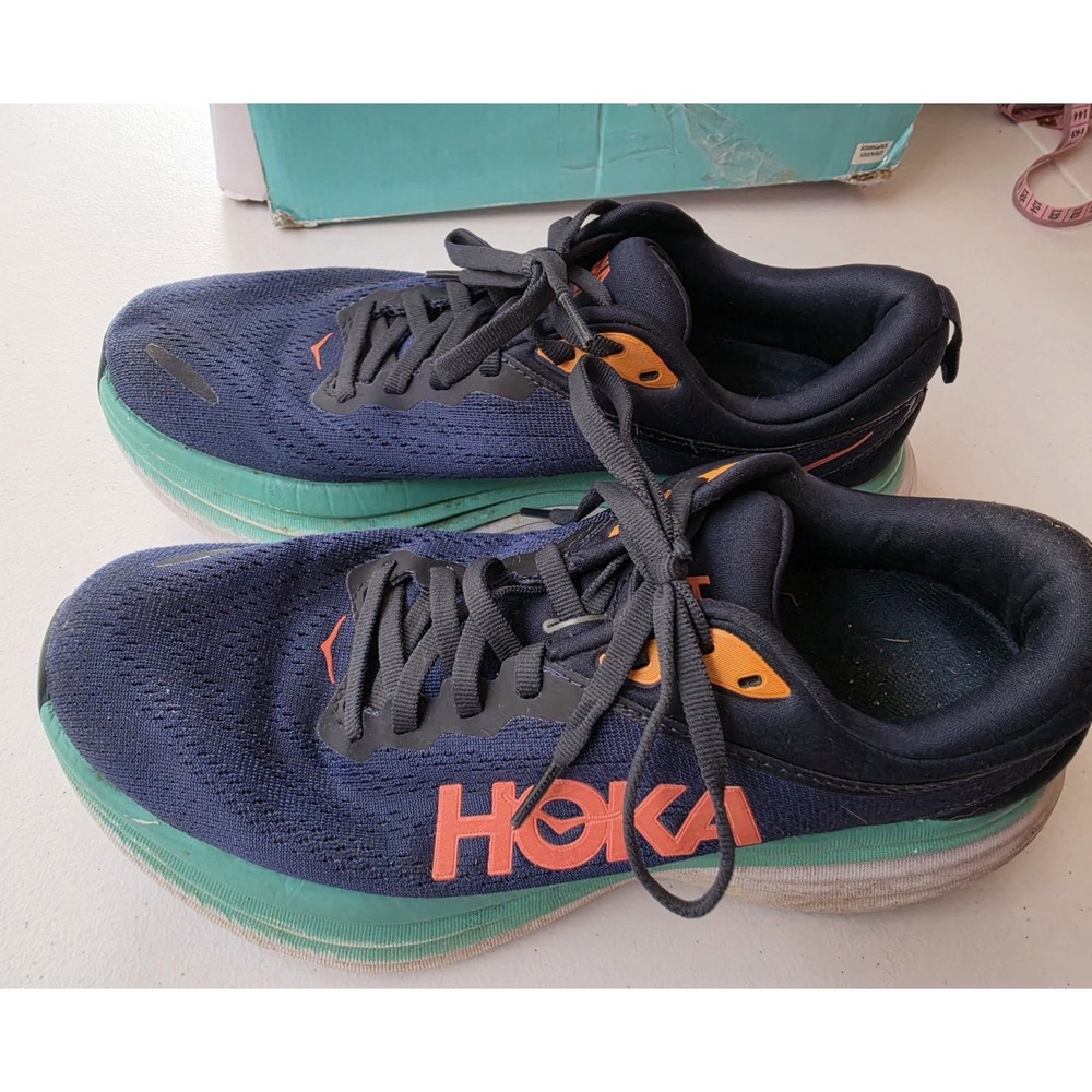 Hoka Bondi 8 Women's Navy Blue Teal Running Shoes Sneakers 7.5 US